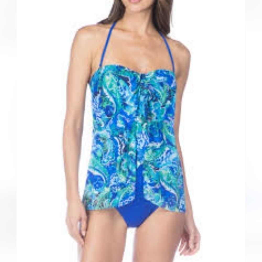 RALPH LAUREN flyaway one piece bandeau swimsuit 10 - Picture 2 of 10